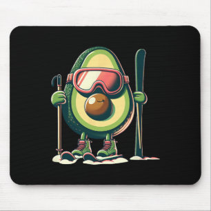 Tapis De Souris Skieur à l'avocat avec lunettes de ski perches à n