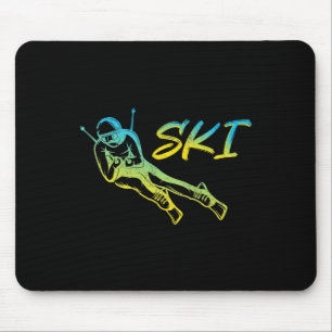 Tapis De Souris Skieur Coloré Sports d'Hiver Ski