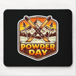 Tapis De Souris Skieur vintage de jour de poudre amateur de ski re