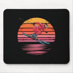 Tapis De Souris Skieurs en descente rétro Cadeaux de sport de couc