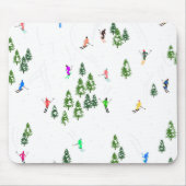 Tapis De Souris Skieurs Illustration Ski Noël (Devant)