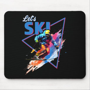 Tapis De Souris Skieurs Rétro Poudre Ski Vintage Couleur Shred Des