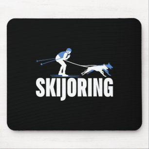 Tapis De Souris Skijoring Chien Drôle Tirant Ski Conduisant Ski Am