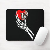 Tapis De Souris Skull Skeleton Hand Holding Red Heart Love Valenti (Avec souris)