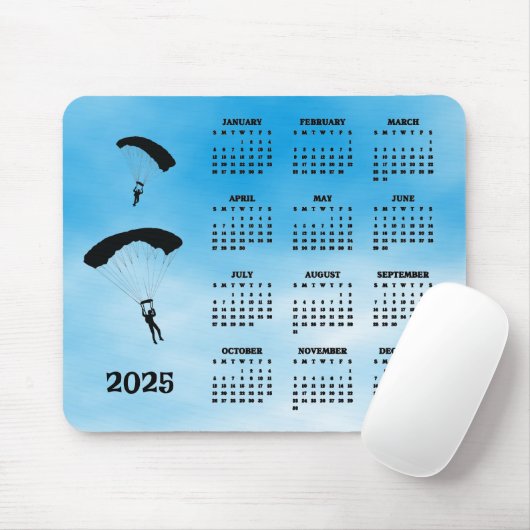 Tapis De Souris Skydiving Design 2025 Calendrier Mousepad (Avec souris)