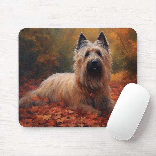 Tapis De Souris Skye Terrier à l'automne Feuilles automne Inspire (Avec souris)