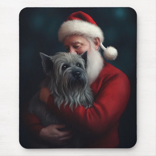Tapis De Souris Skye Terrier avec Noël Festif du Père Noël (Devant)