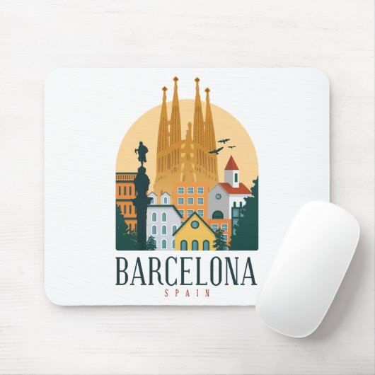 Tapis De Souris Skyline de Barcelone (Avec souris)