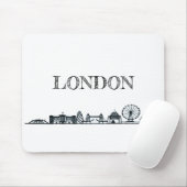 Tapis De Souris Skyline Londres noir et blanc (Avec souris)