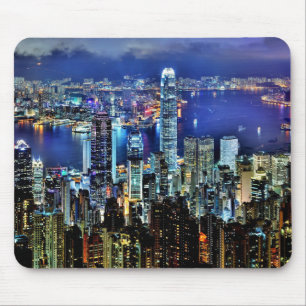 Tapis De Souris Skyline nocturne de Hong Kong