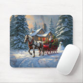Tapis De Souris Sleigh Père Noël à cheval de Noël (Avec souris)