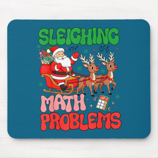 Tapis De Souris Sleighing Math Problems Funny Teacher Christmas Qu (Devant)