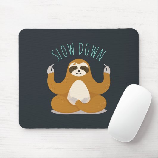 Tapis De Souris Sloth in Lotus Yoga Pose "Ralentir" (Avec souris)