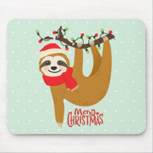 Tapis De Souris Sloth Joyeux Noël mignon Festif Animal de vacances