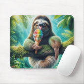 Tapis De Souris Sloth Licking a Rainbow Ice Cream Cone (Avec souris)