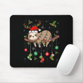 Tapis De Souris Sloths Xmas Lighting Reindeer Santa Hat Sloth Chri (Avec souris)