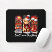 Tapis De Souris Small Town Christmas Highland Cow Western Art (Avec souris)