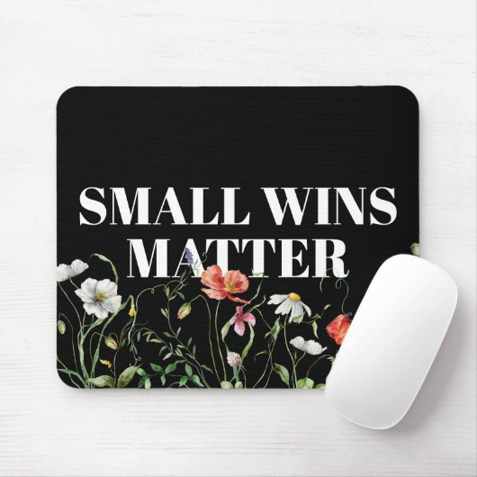 Tapis De Souris Small Wins Matter Quote With Wildflowers (Avec souris)