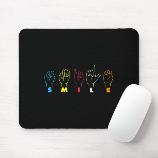 Tapis De Souris Smile ASL Alphabet American Sing Language ASL Teac (Avec souris)