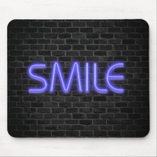 Tapis De Souris SMILE texte dans néon lumières sur brique
