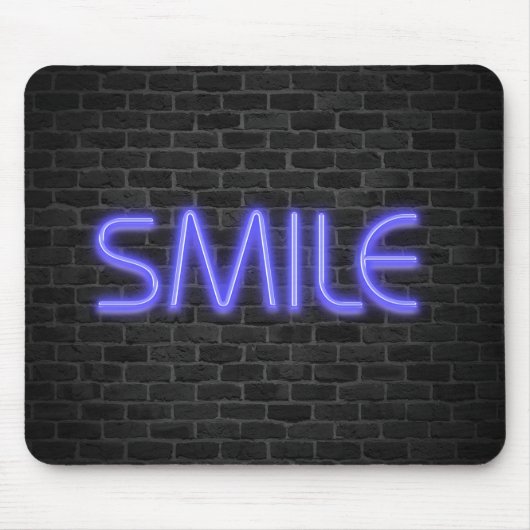 Tapis De Souris SMILE texte dans néon lumières sur brique (Devant)