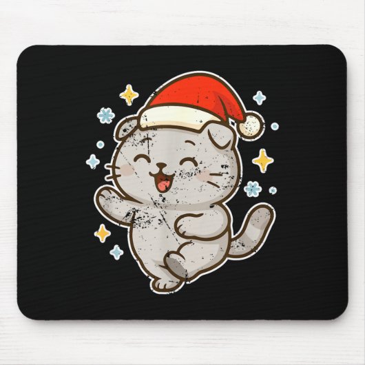 Tapis De Souris Smiling Santa Cat Holiday Cheer  (Devant)