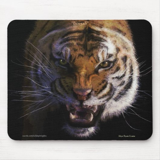 Tapis De Souris Snarling Bengale Tiger Beaux Art Faune Mousepad (Devant)