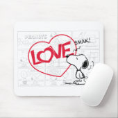Tapis De Souris Snoopy "Love" bande dessinée graphique (Avec souris)
