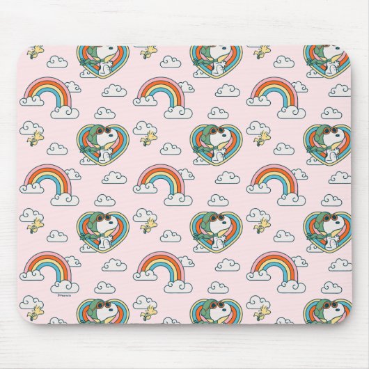 Tapis De Souris Snoopy & Woodstock Rainbow Heart Motif (Devant)