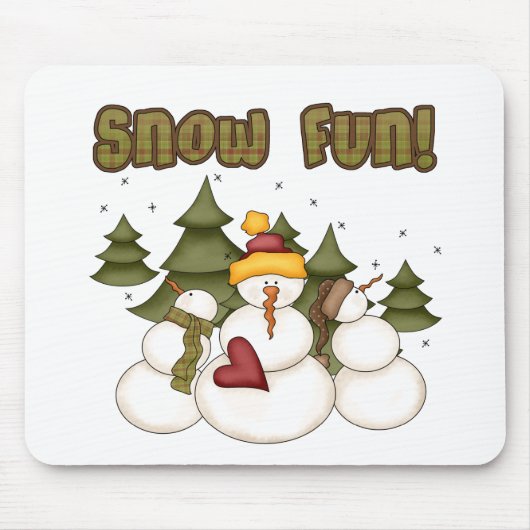 Tapis De Souris Snow Fun Deux T-shirts et cadeaux (Devant)