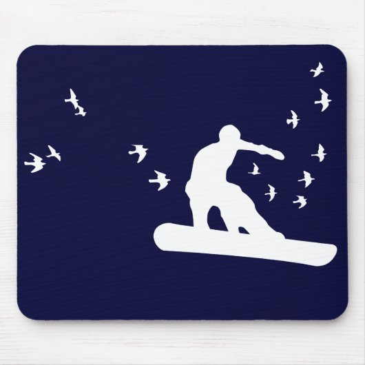 Tapis De Souris snowboard. board avec oiseaux. (Devant)