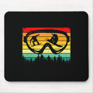 Tapis De Souris Snowboard Goggles Mountain Snowboarding Retro Vaca