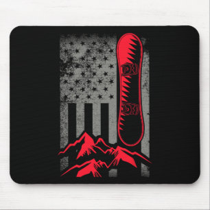 Tapis De Souris Snowboard Mounts American Flag Winter Sport Top