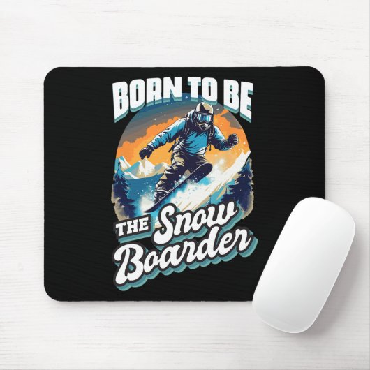 Tapis De Souris Snowboard Né À Snowboard Rétro Vacances Neige (Avec souris)