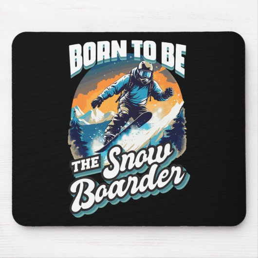 Tapis De Souris Snowboard Né À Snowboard Rétro Vacances Neige (Devant)