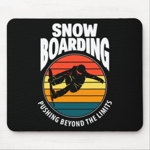 Tapis De Souris Snowboard Poussant Au-Delà Des Limites Drôle Neige