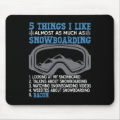 Tapis De Souris Snowboard Snowboard Bacon 5 choses que j'aime Almo (Devant)