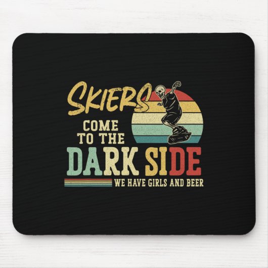 Tapis De Souris Snowboard Snowboard Bière Vintage Retro (Devant)