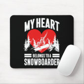 Tapis De Souris Snowboard Snowboard Girlfriend Femme Mon coeur (Avec souris)