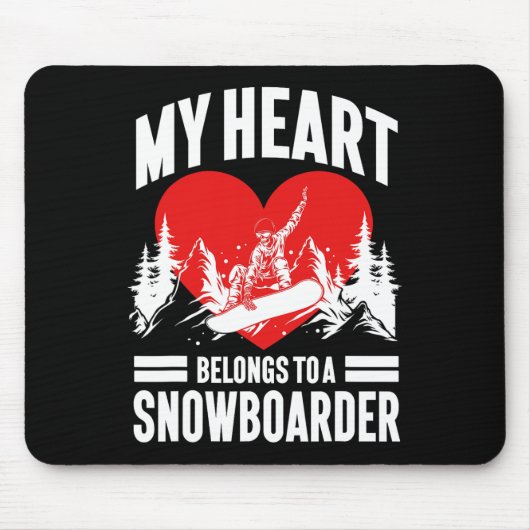 Tapis De Souris Snowboard Snowboard Girlfriend Femme Mon coeur (Devant)