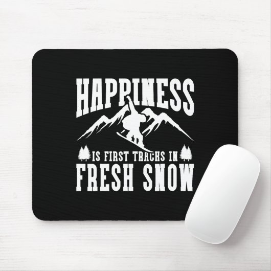 Tapis De Souris Snowboard Snowboard Happiness Is First Trails I (Avec souris)