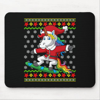 Tapis De Souris Snowboard Unicorn Père Noël Snowboard Noël S