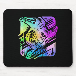 Tapis De Souris Snowboardeur dynamique Art Abstrait Sports d'hiver