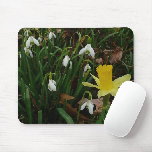 Tapis De Souris Snowdrops et Daffodil Spring Floral (Avec souris)