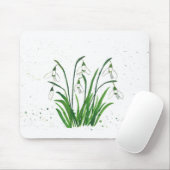 Tapis De Souris Snowdrops fleurs blanches aquarelle Printemps rust (Avec souris)