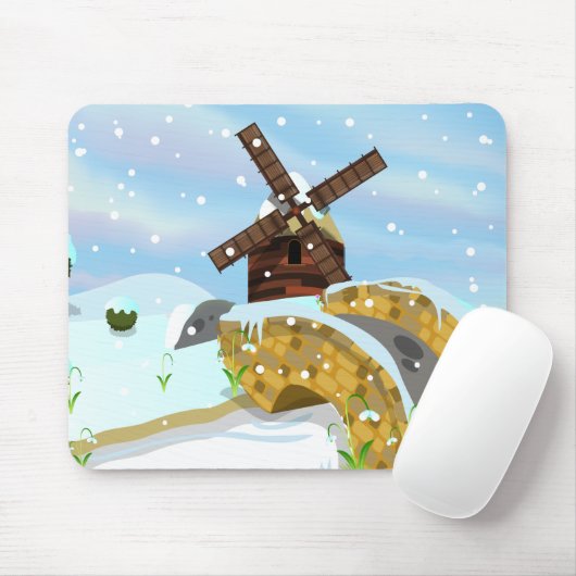 Tapis De Souris Snowdrops windmill (Avec souris)