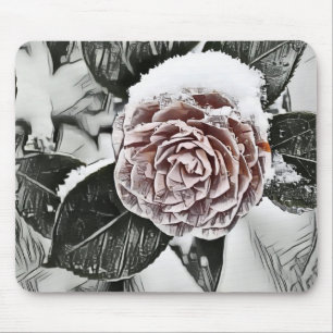 Tapis De Souris Snowed Froid Rose Dessin Souris