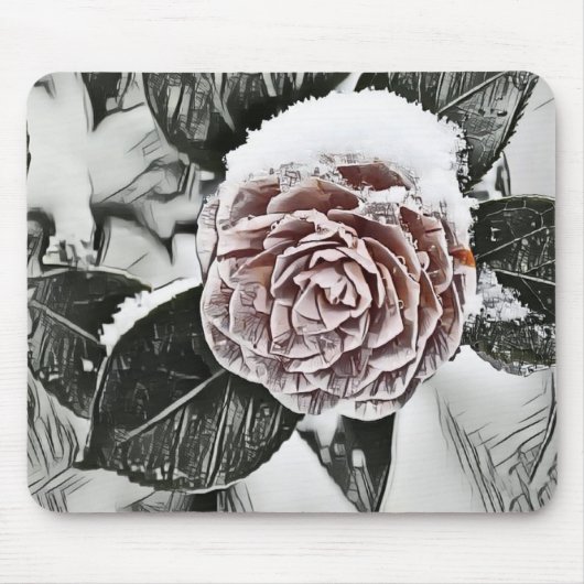 Tapis De Souris Snowed Froid Rose Dessin Souris (Devant)