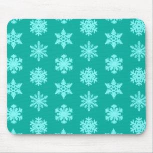 Tapis De Souris Snowflakes Ikat - Turquoise et aqua