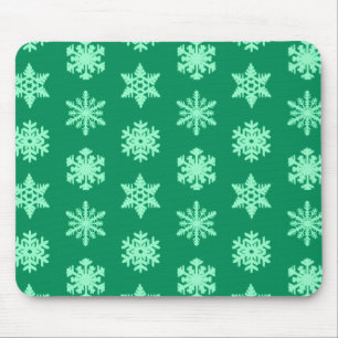 Tapis De Souris Snowflakes Ikat - Vert pin et menthe